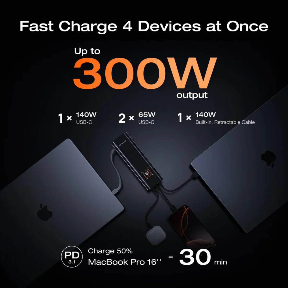 PowerBank EcoFlow Rapid Pro 27650mAh 300W c/Cabo Integrado de 140W - Image 5